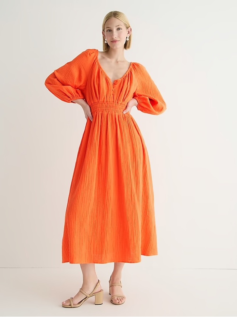 New JCREW SZ MD CREW
V-neck Midi Dress In Soft Gauze